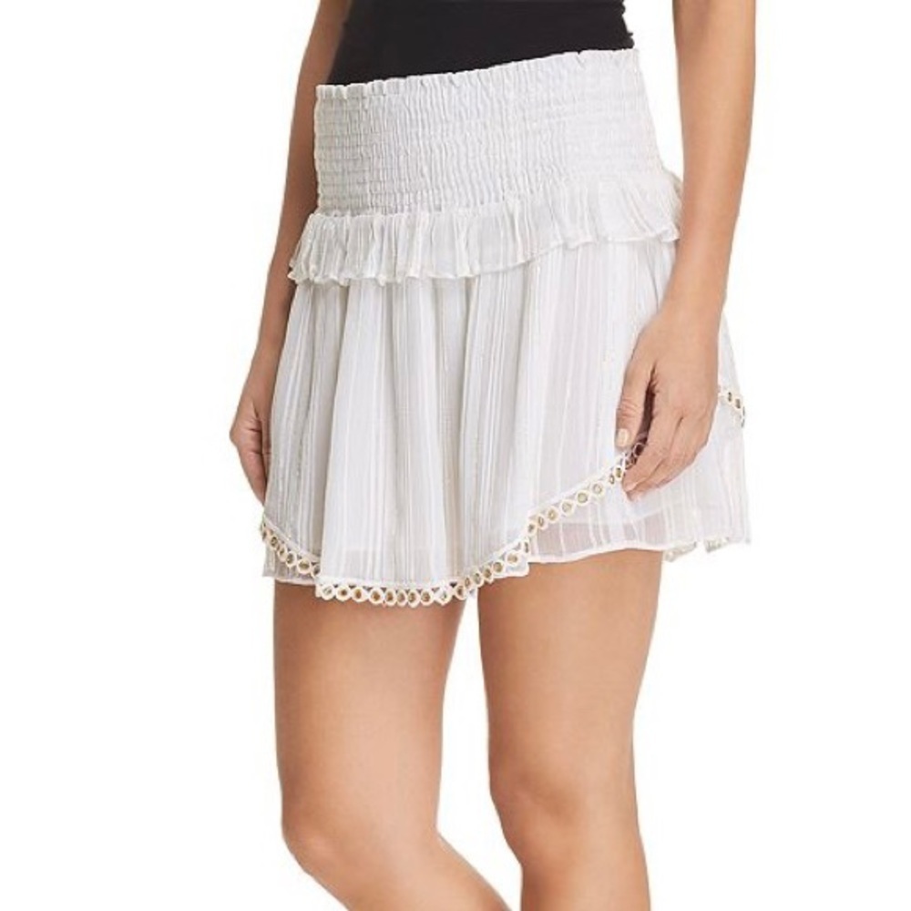 Ramy Brooke NWT Rosalie Smocked Skirt White Tiered Mini Skirt Mamma Mia